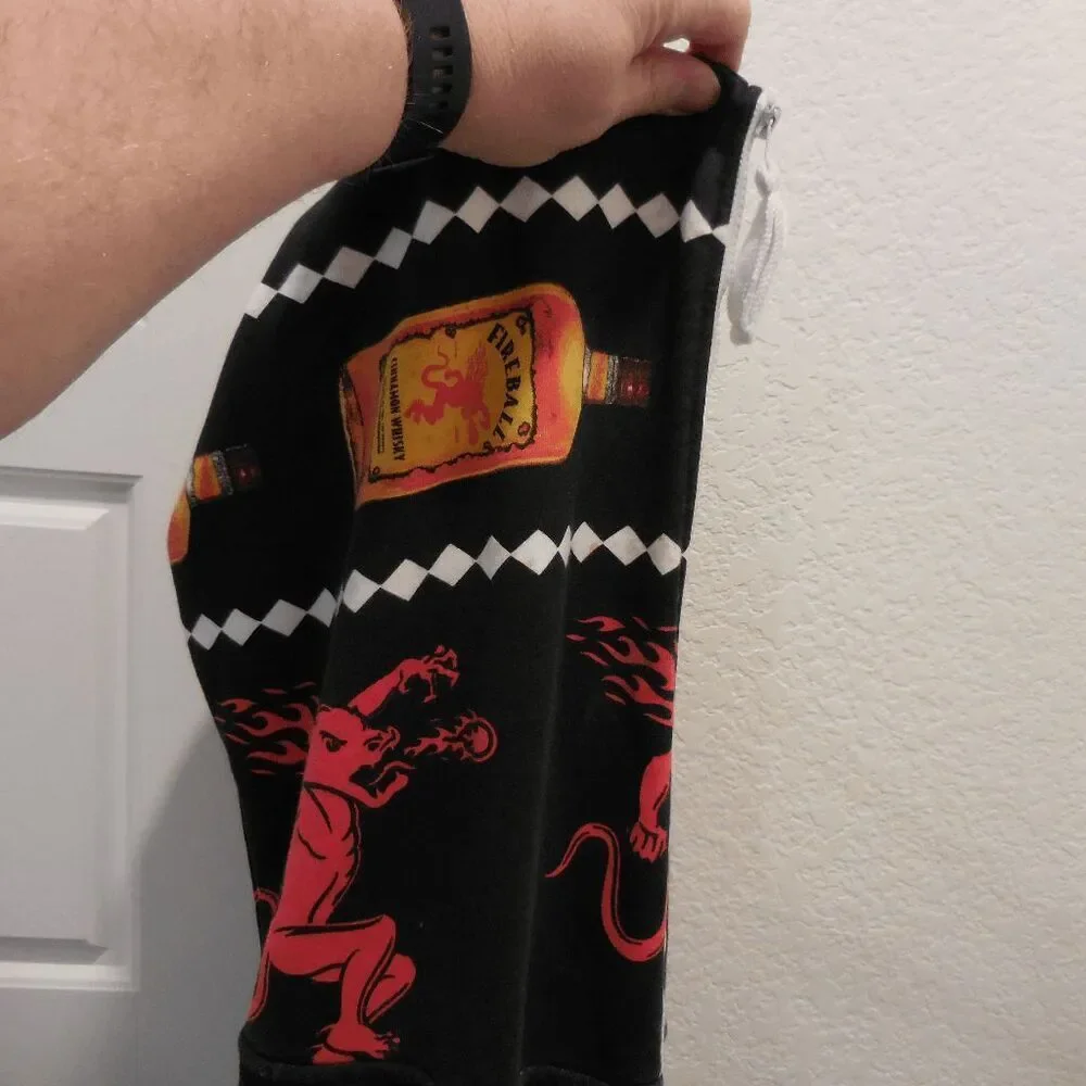 Fireball Whiskey One Piece Pajamas Fleece Lined Christmas‎ Jumpsuit Size Small